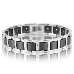 Link Bracelets Ceramic Magnetic Men Bracelet Health Fashion Energy Bangles