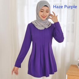 Ethnic Clothing 2023 O-neck Girls Blouse Long Sleeve Casual Women Top Islamism Blouses For Muslim Many Colors Fashion