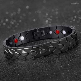 Link Bracelets Fish Head Black Single Row Magnetic Energy Power Germanium Bracelet Health Stainless Steel