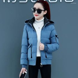 Women's Trench Coats Double-Sided Hooded Blue Black Padded Jackets Women Short Down Cotton Jacket 2023 Winter Loose 4XL Thick Fashion Coat