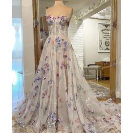 Flower Country Print Wedding Dresses Sweetheart Corset Bridal Gowns Robe De Mariee Beach Sweep Train Vestido De Novia
