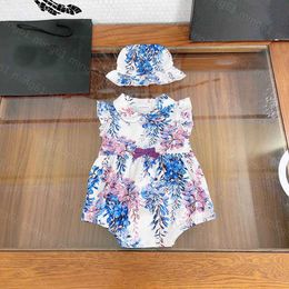 23ss newborn onesie designer baby clothes bebe Summer new product newborn baby girl Ha clothes the same hat printing set High quality newborn clothes