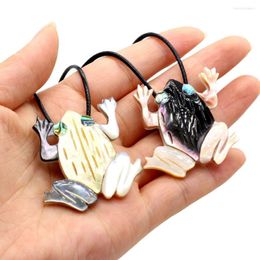 Pendant Necklaces Natural Shell Animal Necklace Cute Frog For Making DIY Jewerly Party Gift 35x40mm