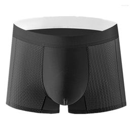 Underpants Sexy Underwear Men Boxers Shorts Homme Mesh Ice Silk Panties Man Solid Breathable U Convex Pouch Cueca Calzoncillos