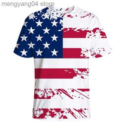 Men's T-Shirts Independence Day Men's New 3D Digital Printing T-shirt Trendy Short Sleeve Round Neck Loose Top Straight T230517