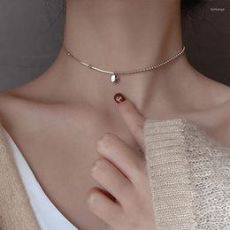Chains Silver Colour Party Necklace For Women Classic Simple Lucky Tag Pendant Clavicle Chain Elegant Bride Jewellery Gifts Wholesale