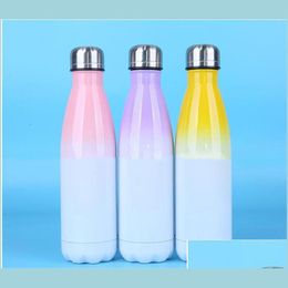 Water Bottles 6 Styles Gradient Sublimation Cola Bottle Stainless Steel Double Wall Cup Coated Insated Travel Mug Drop Delivery Home Dhdm7