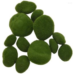 Decorative Flowers 12 Pieces Assorted Sized Artificial Moss Rocks Faux Stones For Floral Arrangements Fairy Gardens Terrariums