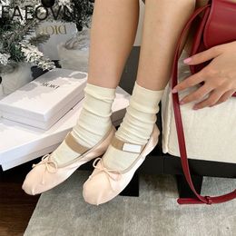 Dress Shoes Spring Bowtie Ballet Shoes Fashion Shallow Slip On Women Flat Shoes Ladies Casual Outdoor Ballerina Shoe 230516