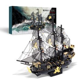 3D Puzzles Piececool 3D Metal Puzzles The Black Pearl Jigsaw Assembly Model Kits Diy Pirate Ship for Adult Birthday Gifts for Teens 230516