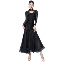 Stage Wear Ballroom Dancing Dress Competition Performance Costumes Elegant Evening Party Gown Women Black Long Skirt Waltz Jazz Outfits