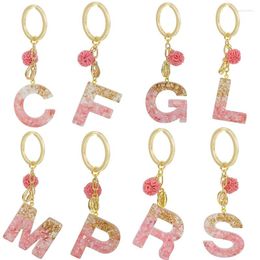 Keychains Arrival Colorful Women Letter Hollowed-Out English Alphabet Keyring Handbag Crafts With Puffer Ball Special Offer