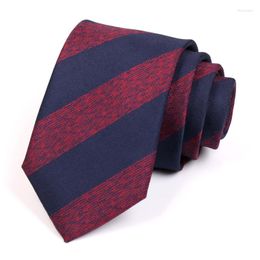 Bow Ties Men's Fashion 7CM Red / Blue Striped High Quality Gentleman Business For Men Suit Work Necktie With Gift Box