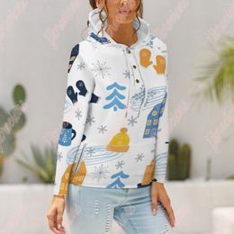 Women's Hoodies Christmas For Women Elk Snowman Snowflake Printed Long Sleeve Pullover Autumn Round Neck Casual Top