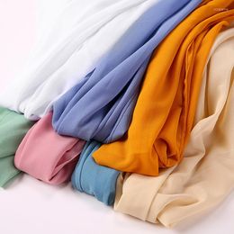 Ethnic Clothing 21 Colors Women Bubble Chiffon Hijab Solid Oversizes Elegant Modest Ladies Shawl And Wrap Head Scarf Female Foulard Stoles