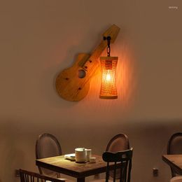 Wall Lamp American Creative Wood Personality Restaurant Bar Pot Shop Bedroom Corridor Decoration Vintage Light