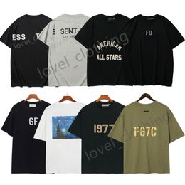 Designer ESS Mens Women T-Shirt Fashion Summer leisure short sleeves Cotton high street Reflected light letter print Luxurys Tops Clothing Size S-XL