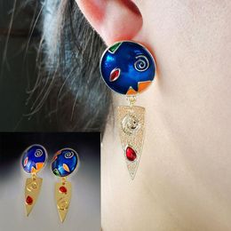 Dangle Earrings Gorgeous Blue Circle Enamel Gold Colour 2023 Red Teardrop Spiral Triangle Metal Pendant Earring For Women