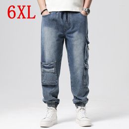Men's Jeans Size 6XL High Quality Men Wide Leg Denim Cargo Jean Pants Loose Straight Baggy Streetwear Casual Trousers 2023