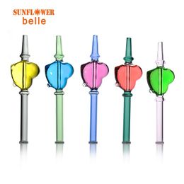 Smoking accessories Glass nectar collect straw with freezable oil L=175mm heart glycerin inside oil cooling NC Kit dab rig Hookah