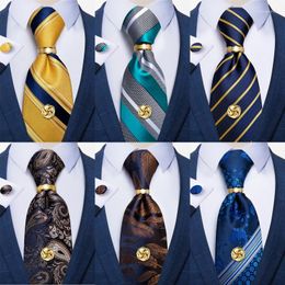 Bow Ties Design For Men Luxury Gold Tie Tack Business Formal Necktie Handkerchief Set Gift Wedding Gravatas DiBanGu