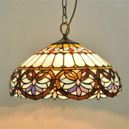 Pendant Lamps Tiffany Baroque Style Stained Glass Lamp European Bar Coffee Shop Light Dia 40cm H 100cm