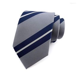 Bow Ties 8cm Men Silk Gray Navy Blue Striped Jacquard Fashion Man Necktie Cravat Ascot Neckwear For Wedding Party YUY15