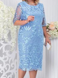 Dress Mother of The Bride Dresses Elegant Weddings Oversized Evening Women Midi Dress Lace Slim Gown Robe Femme Embroidery Clothing