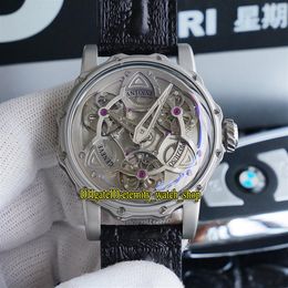 Skeleton Inverted Triangle Dial Japan Miyota Automatic Mechanical RF version MAXLAB Voyager Mens Watch 316L Steel Case Leathe246T