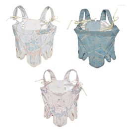 Belts MXMB Sexy Women Underbust Corset With Adjustable Rope Flower Printing Decors Masquerade Party Crop Top Slimming Wrap