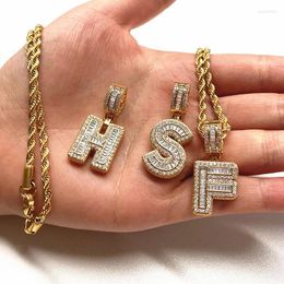 Pendant Necklaces Rhinestone Big Letter Necklace For Women Alphabet Jewelry Stainless Steel Cuban Chain Detachable Zirconia Initial Choker