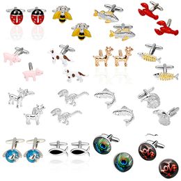 Memolissa High Quality Fish Lobster, Pig, Dog, Dinosaur Deer horse Cufflinks Vehicle animals Cuffs