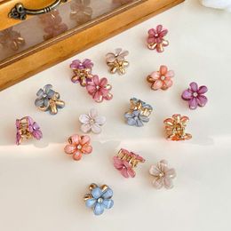Hair Clips Barrettes 5pcs Double Side Crystal Flower Hair Claw Rhinestones Alloy Hair Clamp for Girls Sweet Summer Side Clip Hair Styling Accessories 230517