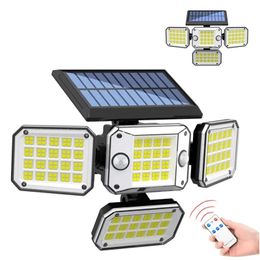 296 LED Solar Wall Lights with Double Motion Sensor Outdoor Waterproof Adjustable Solar Street Garden Security Lighting for Courtyard