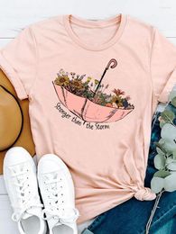 Women's T Shirts Cartoon Flower 90s Cute Women Print T-shirts Casual Female Short Sleeve Ladies Fashion Clothing Clothes Graphic Tee