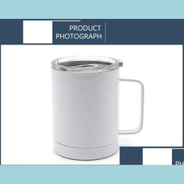 Mugs 10Oz Sublimation Blank Mug Wine Tumbler With Handle Heat Transfer Stainless Steel Vacuum Insated Coffee Milk Cups Drop Delivery Dh4Y9