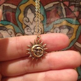 Pendant Necklaces Sun And Moon Necklace For Women Vintage Gold Color Pendants Wholesale