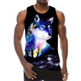 New 3D Printing Wolf Tank Top Fashion Men Women Tracksuits Crewneck Vest Plus Size S-6XL Harajuku 004