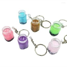 Keychains Cute Resin Tea Cup Key Rings Multi Color Simulated 3.4CM Fashion Good Bag Accessory Y15807