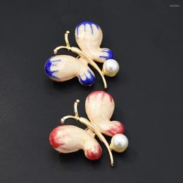 Brooches Luxury Fahion Crystal Pearl Enamel Butterfly Women Party Wedding Shape Brooch For Clothes Dress Jewellery Gift