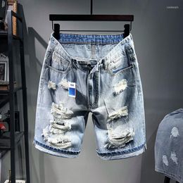 Men's Jeans Men Fashion Broken Hole Hip Hop Denim Shorts 2023 Summer Streetwear Harajuku Ripped Casual Short 46 48 Pants