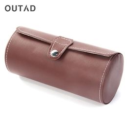 OUTAD Cylinder Shape 3 Grids PU Leather Watches Display Case Boxes Storage Box Luxe Horloge Case Jewellery Organiser Dozen308H