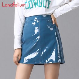 Skirts Women PU Pink Black Harajuku Casual Sexy Skirt Spring High Waist Bright Leather Mini Skirt Elegant Office Wear y2k Skirts A-Line 230516