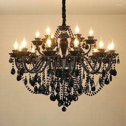 Chandeliers Black Chandelier Living Room Crystal Light Dining Bedroom Hanging Lamp Villa El Clothing Store LED