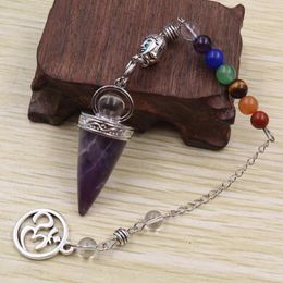 Pendant Necklaces YJXP Cone Shape Buddha Head Pendulum For Dowsing Divination Natural Stone Crystal 3D Chakra Link Chain Yoga Healing