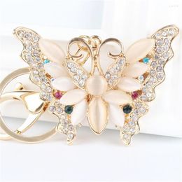 Keychains Lovely Butterfly Stone Pendant Charm Rhinestone Crystal Purse Bag Keyring Key Chain Accessories Wedding Party Gift