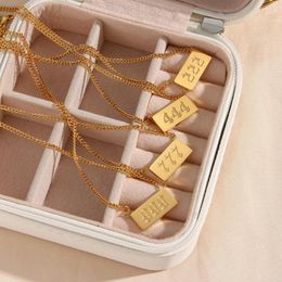 Pendant Necklaces Arrival Square Plate 111-999 Lucky Angel Number Necklace Girl's Birthday Gift 18K Gold Plated Stainless Steel Jewelry