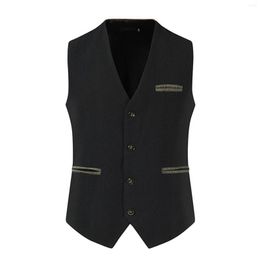 Men's Vests Casual Mens Brown Vest Silver Slim Fit V Neck Tuxedos School Party Green Waistcoat For Wedding Banquet Nightclub