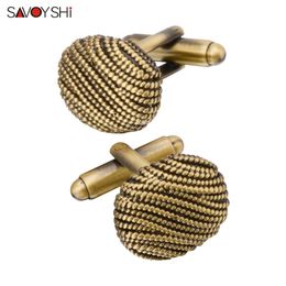 SAVOYSHI Fashion Bronze Cufflinks for Mens Shirt Cuff nails High Quality Oval Twisted knot Cuff links Gift Brand Design Jewelry