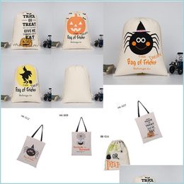 Other Festive Party Supplies Halloween Tote Bag Cotton Canvas Candy Gift Sack Trick Or Treat Dstring Bags Festival Parties Drop De Dhzme